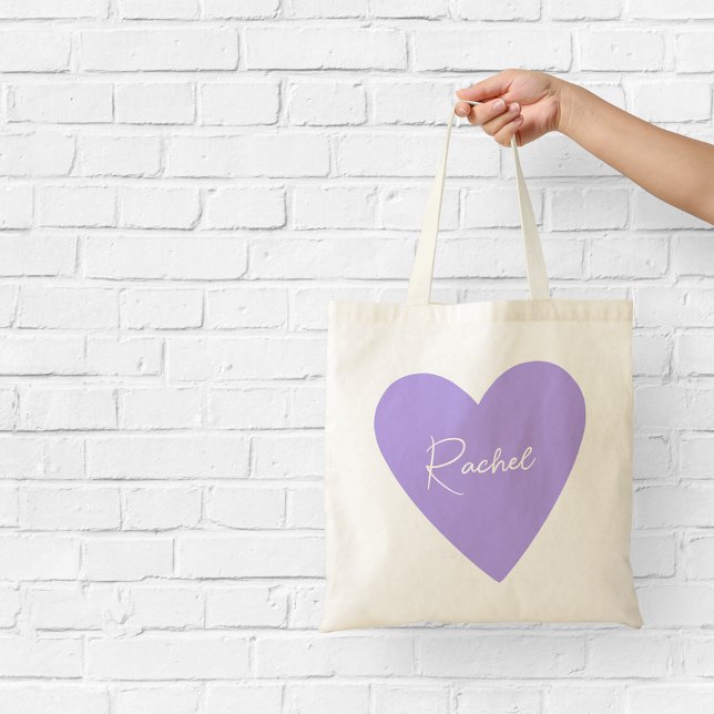 De Tela Bolso morado con corazón y nombre femenino (Subido por el creador)