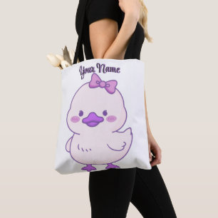 De Tela Bolso morado sentado pato lindo Kawaii nombre pers