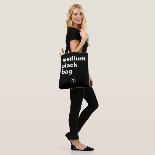 De Tela Bolso negro medio personalizado con inicial