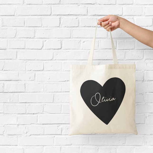 De Tela Bolso negro personalizado con corazón (Subido por el creador)