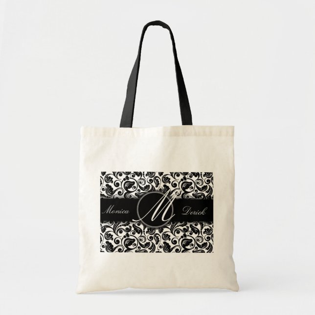 De Tela Bolso negro y blanco clásico del boda (Frente)