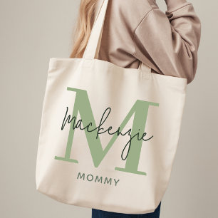 De Tela Bolso Personalizado Verde Salvia Regalo para Mamá 