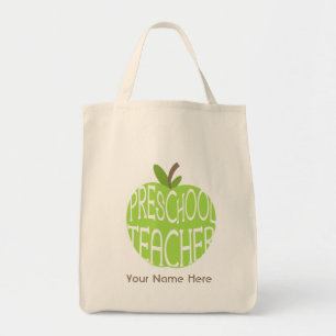 De Tela Bolso preescolar del profesor - Apple verde