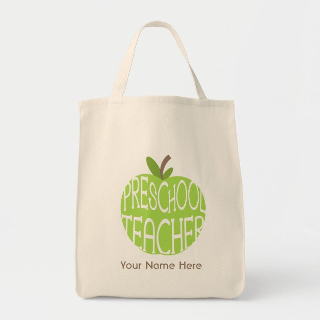 De Tela Bolso preescolar del profesor - Apple verde (Frente)