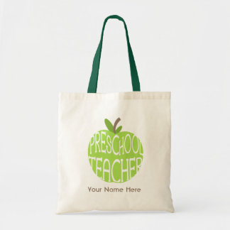 De Tela Bolso preescolar del profesor - Apple verde