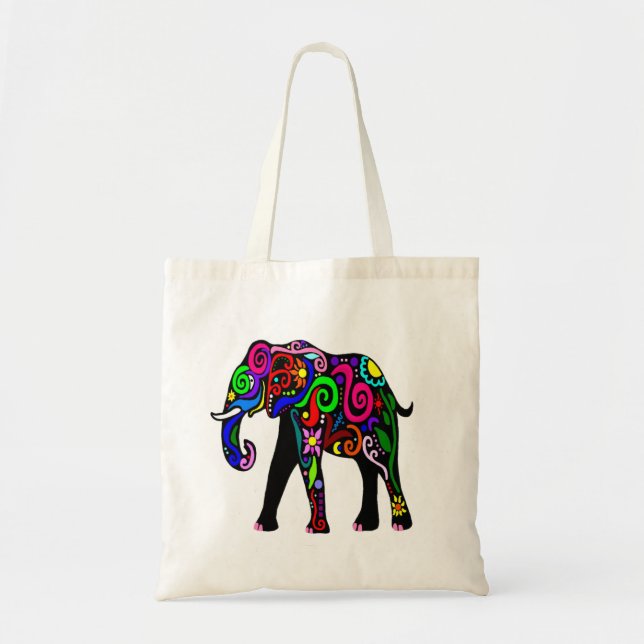 De Tela Bolso psicodélico del elefante (Frente)