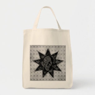 De Tela Bolso punky del cráneo (gris)