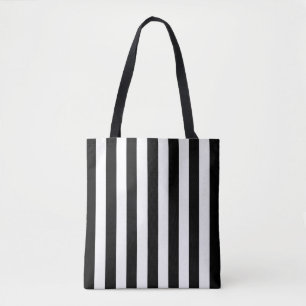 De Tela Bolso rayado en blanco y negro, rayas verticales 
