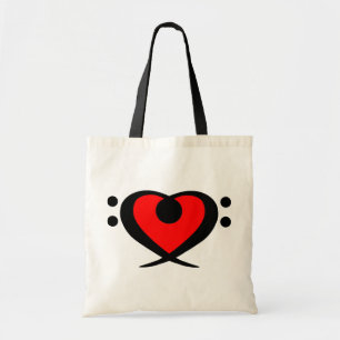 De Tela Bolso rojo del corazón del Clef bajo