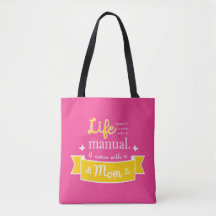 Bolso rosa con una cita para mamá