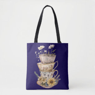 De Tela Bolso Té Taza y Margaritas Caprichoso