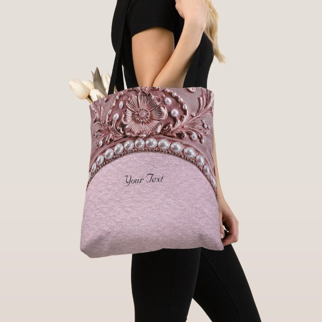 De Tela Bolso Tot con Flor Rosa (Detalle)