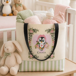 De Tela Bolso Tot Personalizado Pingüino Bebé Amarillo
