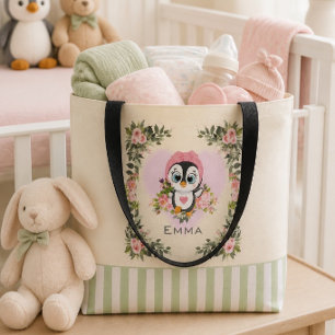 De Tela Bolso Tot Personalizado Pingüino Bebé Amarillo