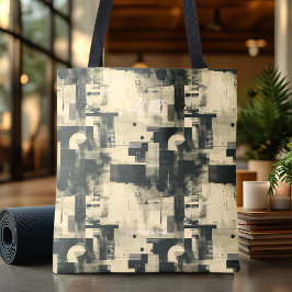 De Tela Bolso tote abstracto neutral elegante beige gris