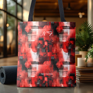 De Tela Bolso tote abstracto rojo intenso Arte geométrico 