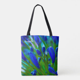 De Tela Bolso tote Agapanthus azul