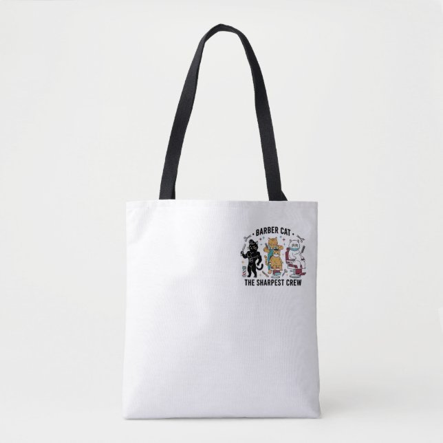 De Tela Bolso Tote Artístico Premium - Barber Cat Sharpest (Anverso)