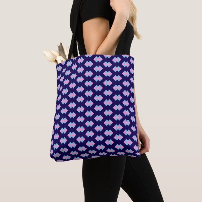 De Tela Bolso tote azul diamante (Detalle)