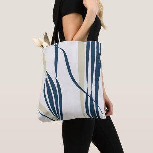 De Tela Bolso tote beige y azul abstracto moderno
