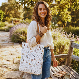 De Tela Bolso Tote Boho Celestial | Luna y Estrellas Neutr