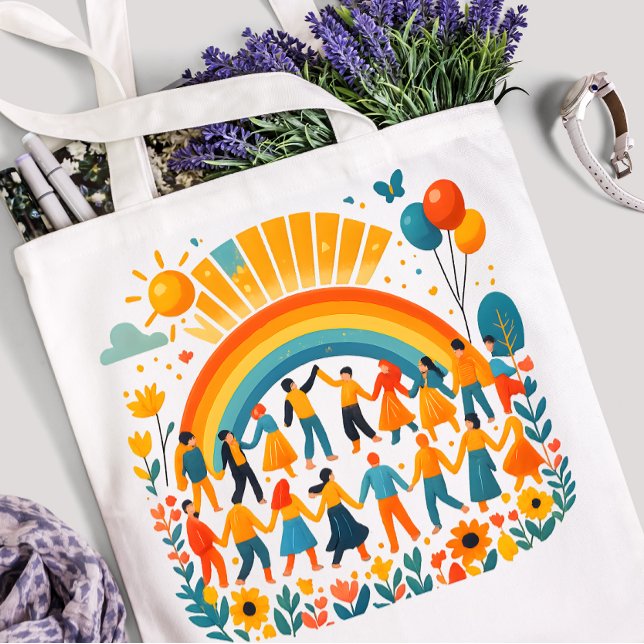 De Tela Bolso Tote Celebración Infantil Unidad Arcoíris (Subido por el creador)