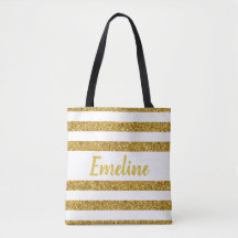Bolso Toté con Franja Dorada Monograma