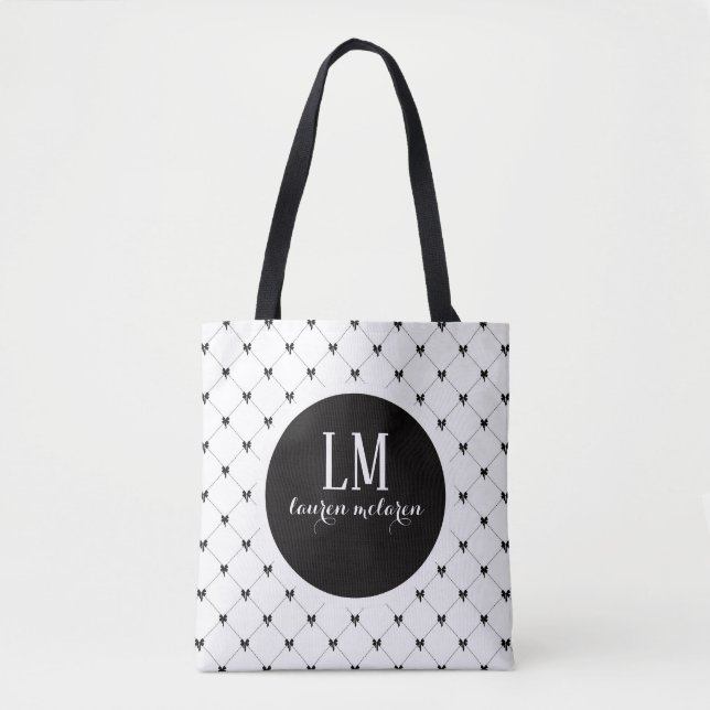 De Tela Bolso tote con lazo en letra script Monogram – Bla (Anverso)