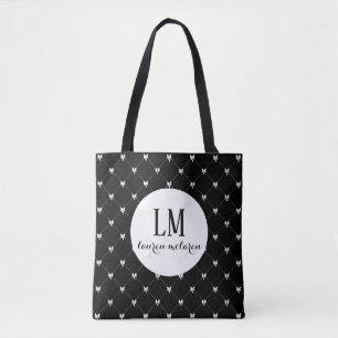 De Tela Bolso tote con lazo en letra script Monogram – Neg