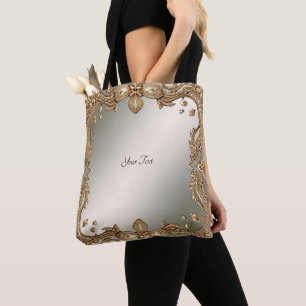 De Tela Bolso tote con marco ornamentado en dorado