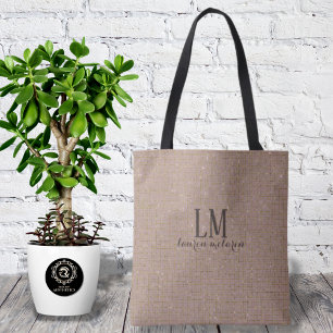 De Tela Bolso Tote con Monograma True Taupe Signature y Br