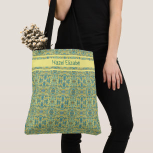 De Tela Bolso Toté con Patrón Azul Pavo Real Moderno