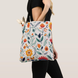 De Tela Bolso tote con un estampado floral brillante