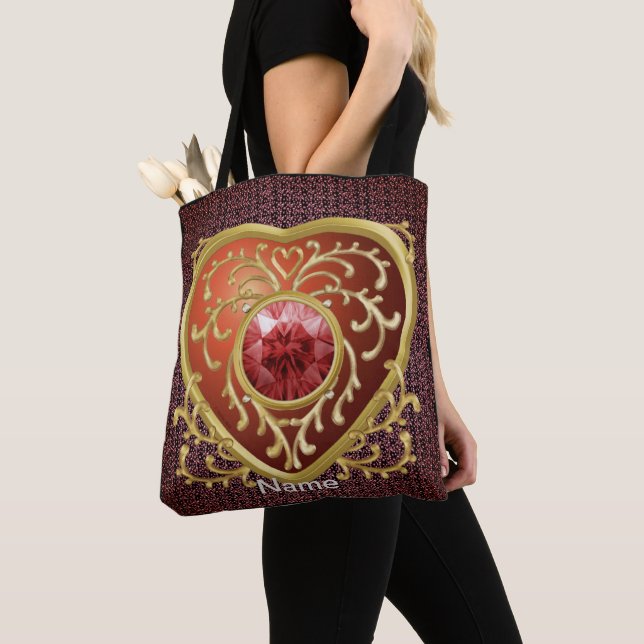 De Tela Bolso tote Corazón Joya Roja hada (Detalle)