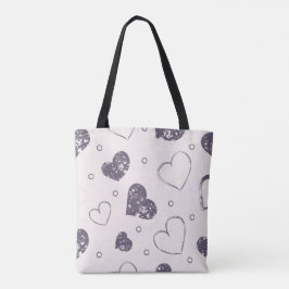 De Tela Bolso Tote Corazones Grunge Morados