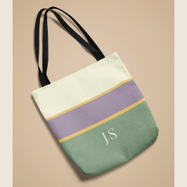De Tela Bolso Tote Elegante a Rayas con Monograma Personal
