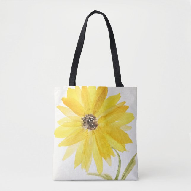 De Tela Bolso Tote Estampado con Flor Amarilla (Anverso)
