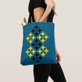 De Tela Bolso Tote Estrellas Negras y Amarillas