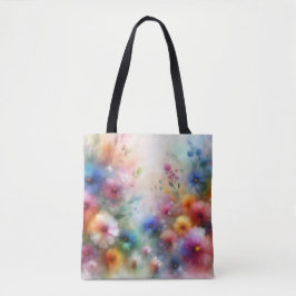 De Tela Bolso Tote Floral Abstracto en Estilo Acuarela