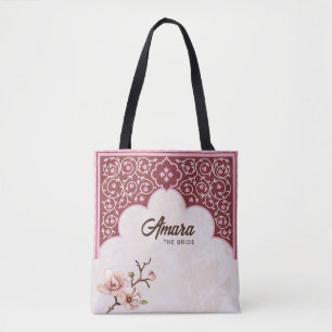 De Tela Bolso tote floral arabesco elegante   Arco granate