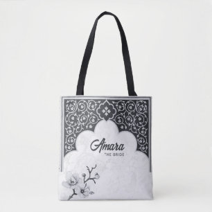De Tela Bolso Tote Floral Arabesco Elegante Noir Arch