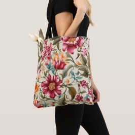 De Tela Bolso tote floral con rosa vibrante