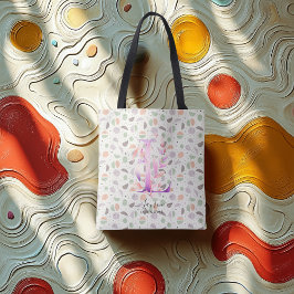 De Tela Bolso Tote Floral Inicial L con Patrón Pastel Boho