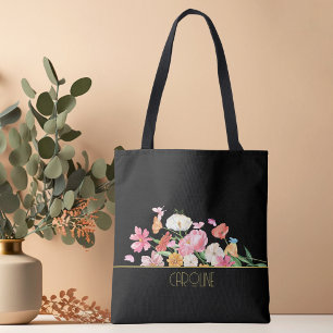 De Tela Bolso tote floral negro chic moderno trendy