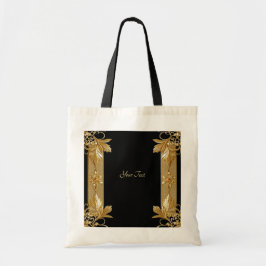 De Tela Bolso Toté Floral Ornate Negro Dorado