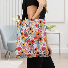 De Tela Bolso Tote Floral Para Compras Diarias y Viajes