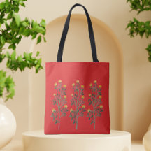 Bolso tote floral rojo brillante