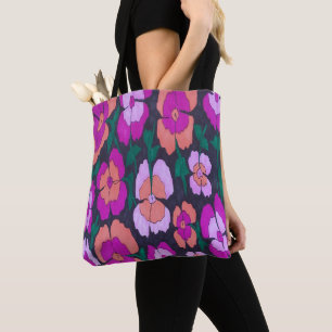 De Tela Bolso tote floral rosa naranja y negro