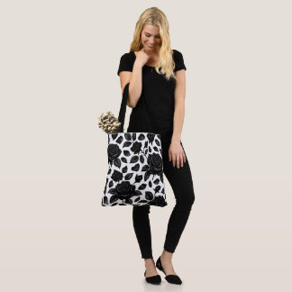 De Tela Bolso Tote Floral Rosa Negra