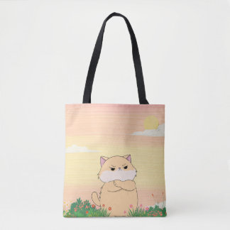 De Tela Bolso Tote Gato Lindo Gruñón